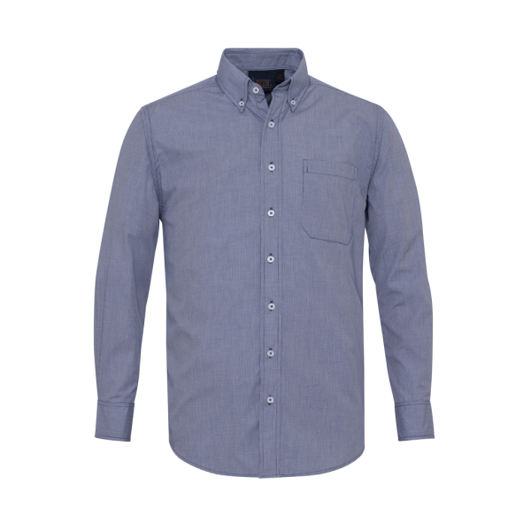 Blue Square Pattern Long Sleeve Thai Shirt For Men